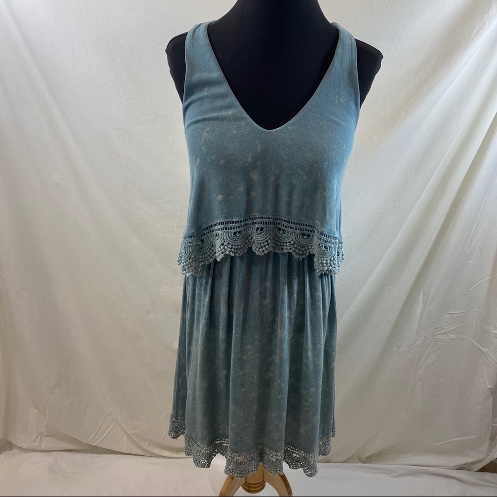 Altar’d State Blue Tank Fringe Dress, Medium